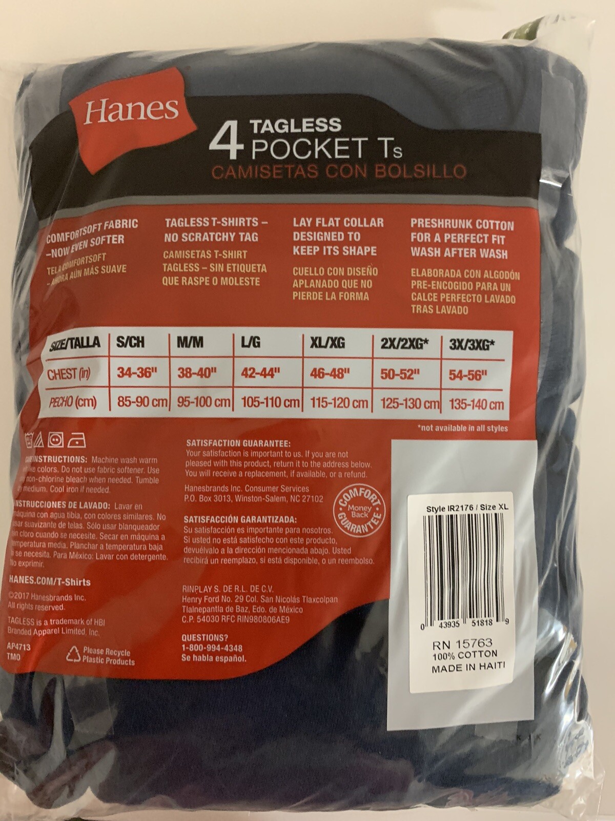 Hanes 4 Pack Men's Pocket Ts Cotton T-Shirt Tagless Crew - Sl. gallery