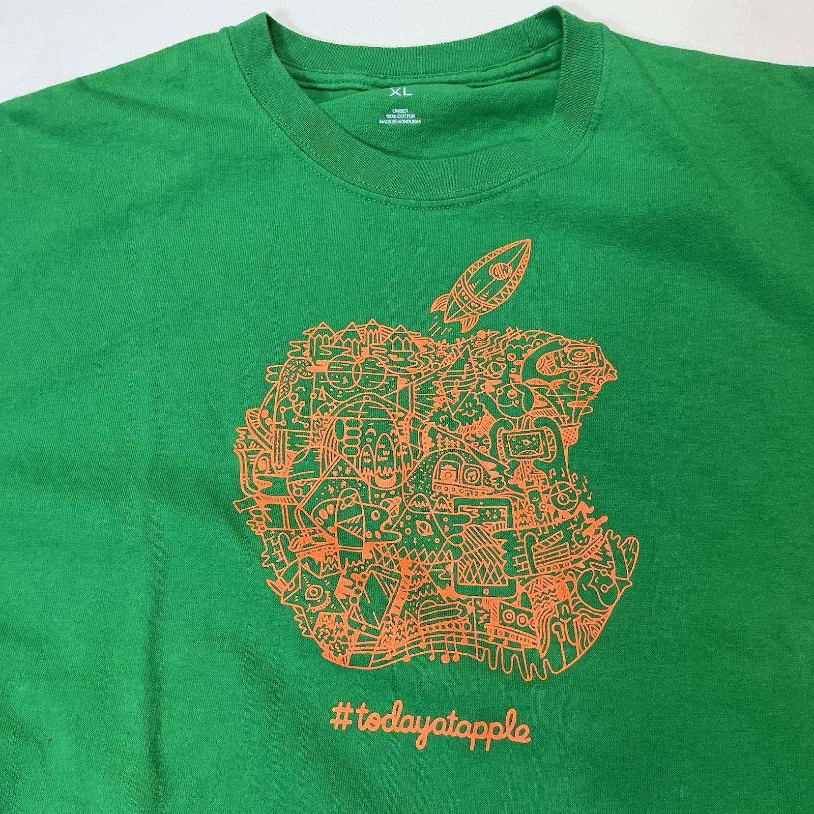 Today at APPLE Computer Tee SHIRT Green Crew Neck Cotton T Rocket Unisex XL gallery
