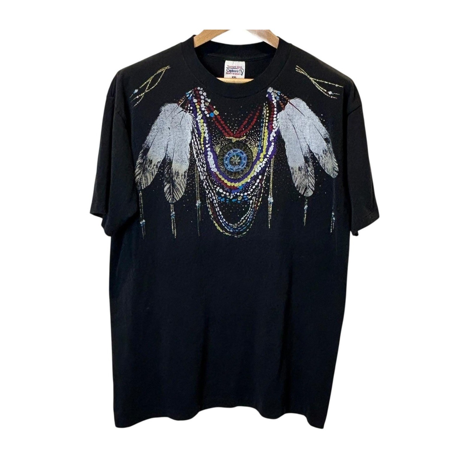 Vintage Tennessee River Feather Graphic Tee Womens XXL USA Boho Western Glitter gallery