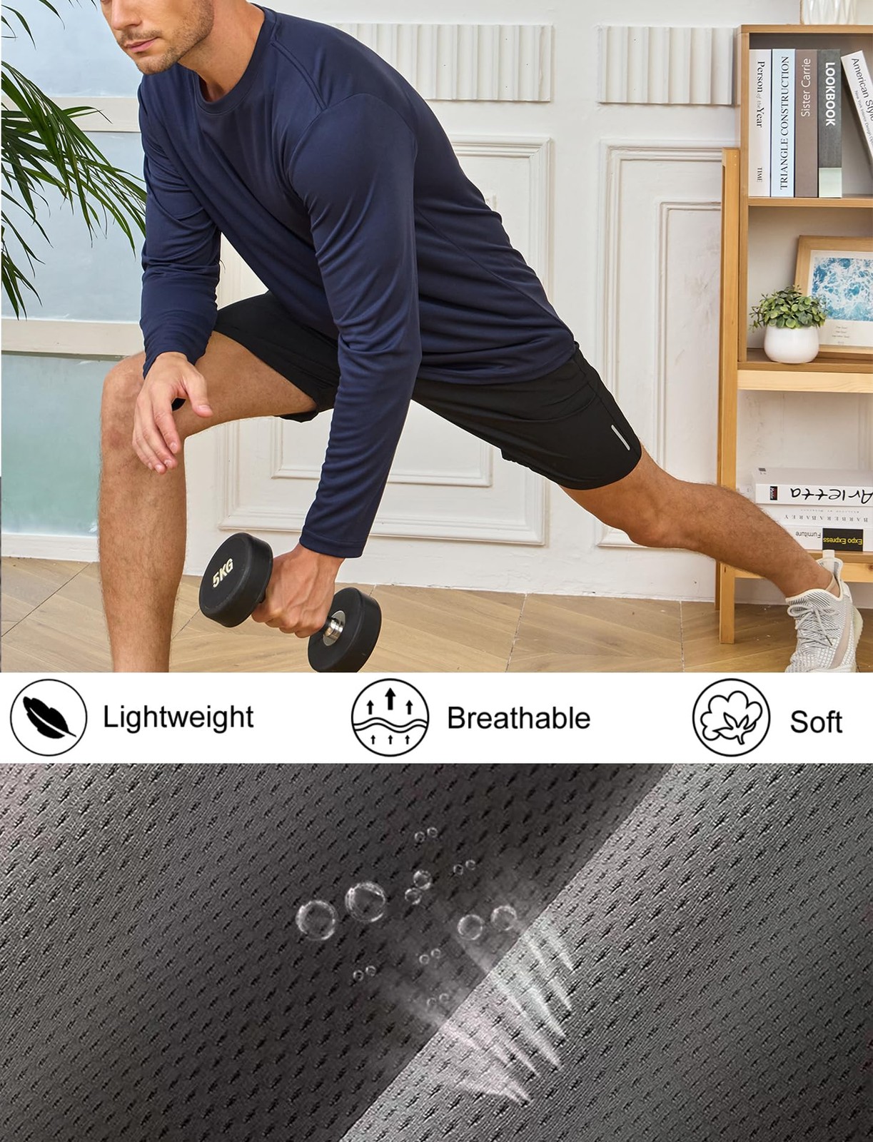 5 Pack Mens Long Sleeve Shirts Quick Dry Moisture Wicking Athletic Running Gy... gallery
