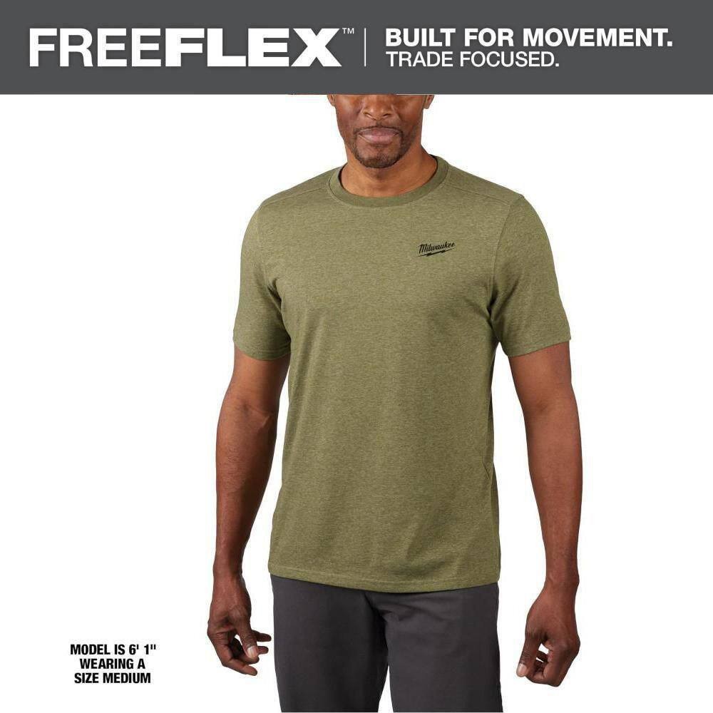 Milwaukee Men’s Large Green Cotton/Polyester Short-Sleeve Hybrid Work T-Shirt
