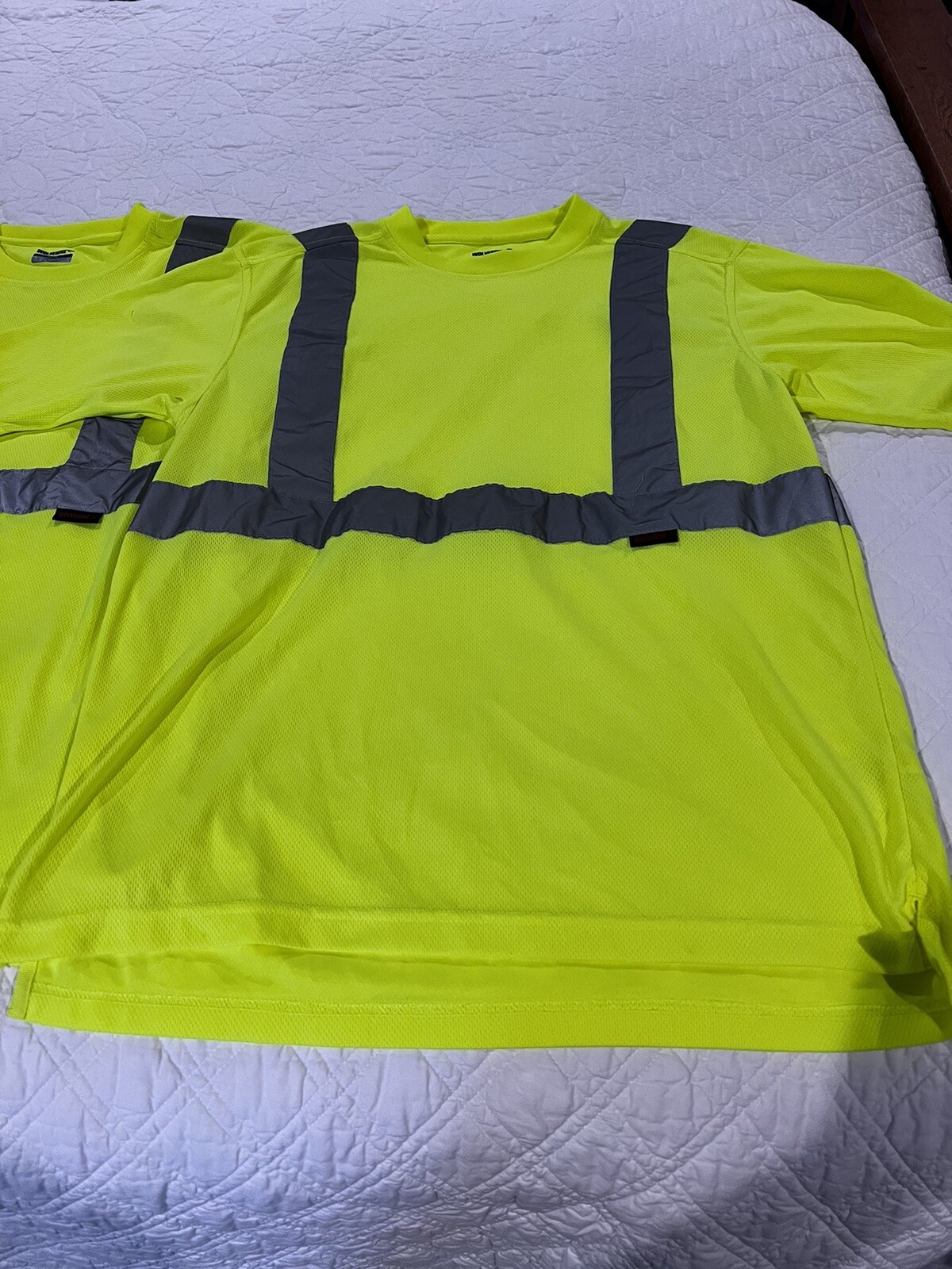 2 X Wolverine Brand Reflective Safety Yellow High Vis Short Sleeve Shirt Sz M
