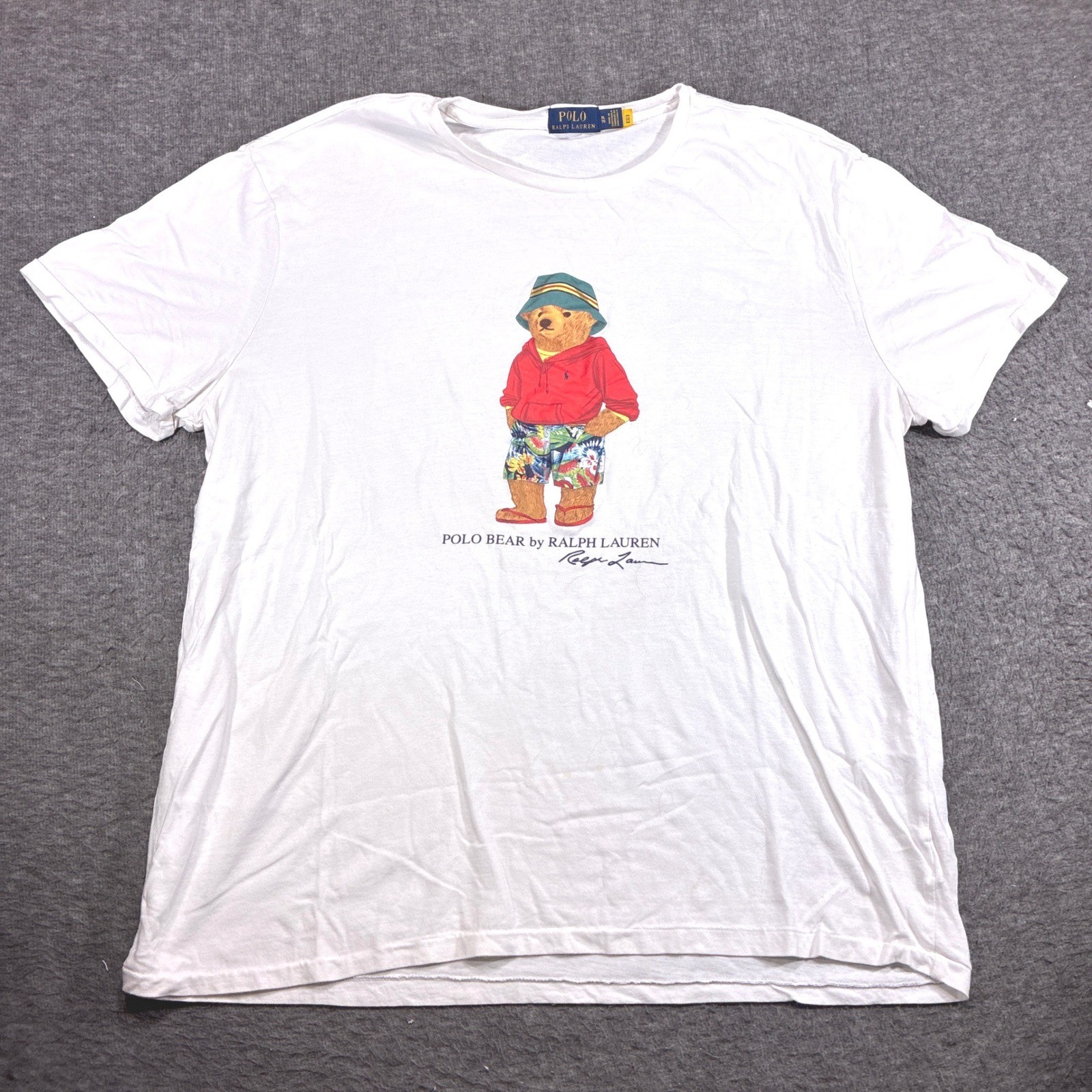 Polo Ralph Lauren Polo Bear T-Shirt Mens XL White Tropical Vacation Graphic gallery