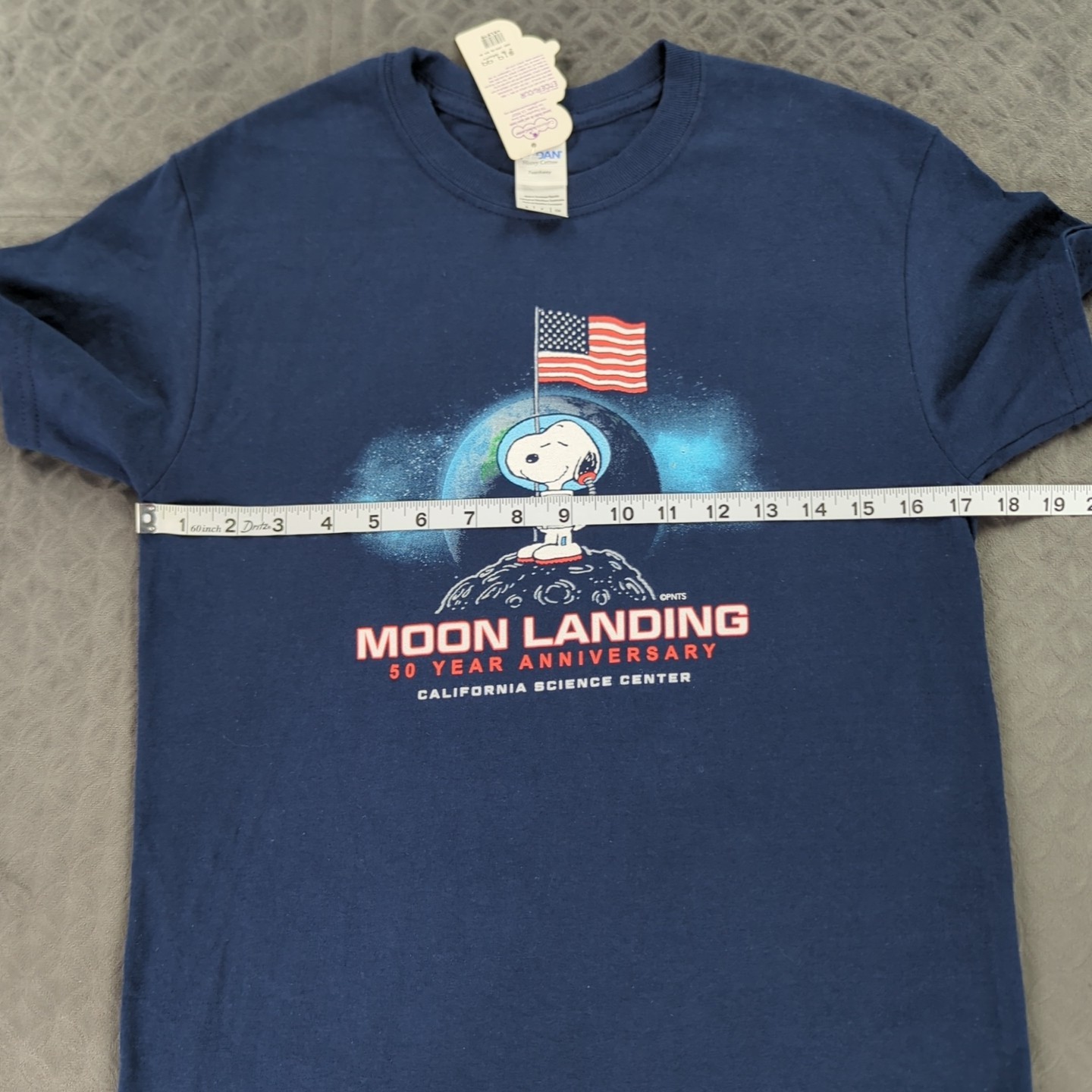 Snoopy Peanuts Shirt Moon Landing 50th Anniversary Blue Short Sleeve Adult Small gallery