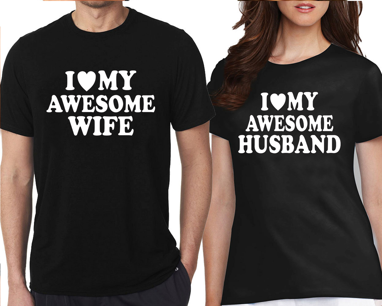 I LOVE MY AWESOME HUSBAND WIFE COUPLE TSHIRT Matching Couple Love Tee Shirt gallery