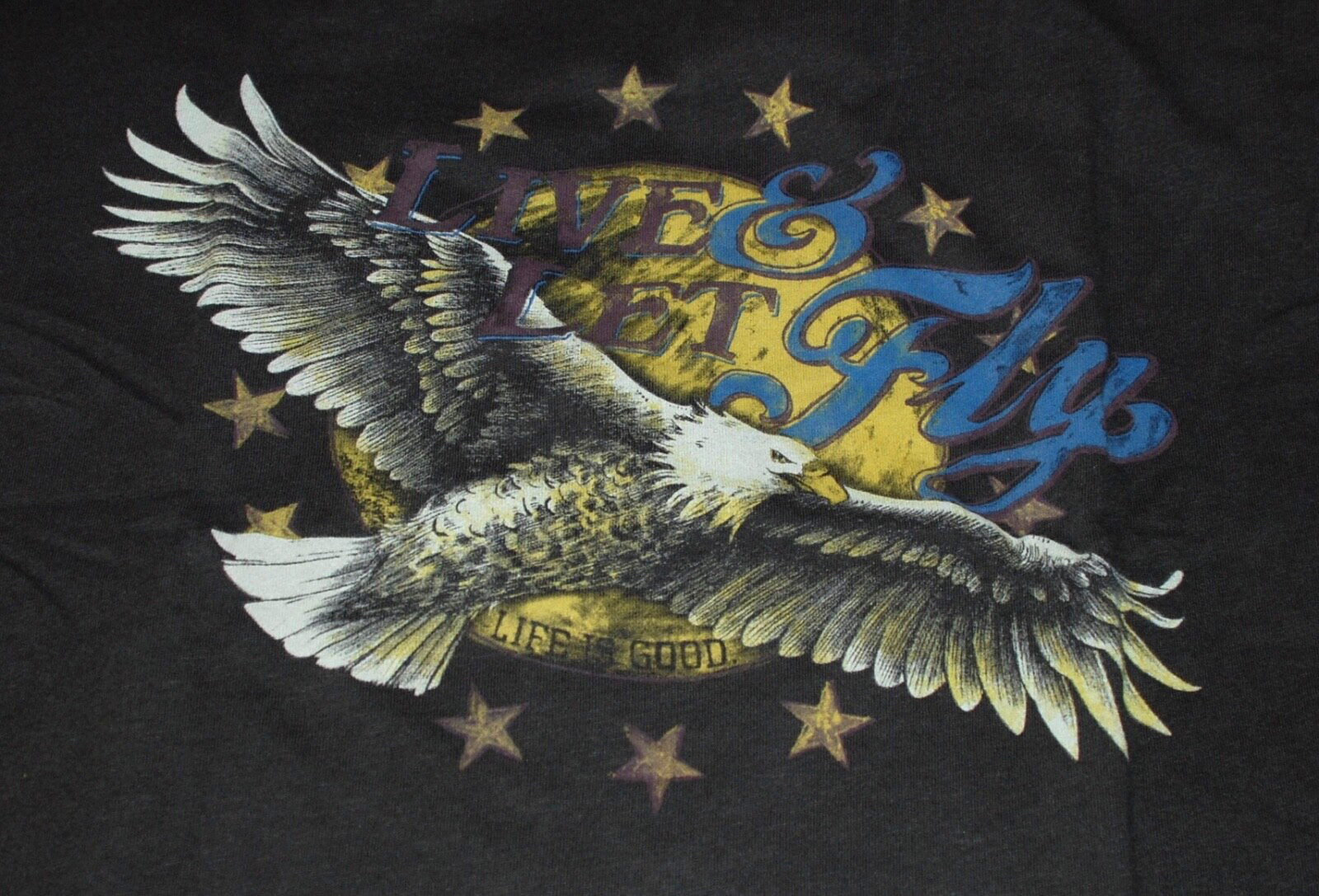 L NWT Men’s Life is Good Live & Let Fly Eagle Brown Semi-fitted LS Creamy Tee
