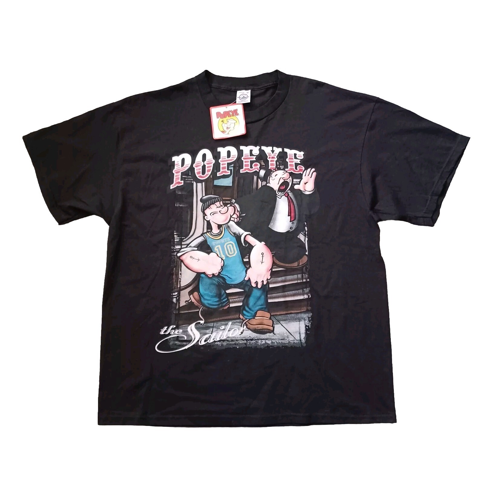 Vintage Popeye The Sailor T Shirt Mens Extra Large Black Graphic Y2K 2003 NWT