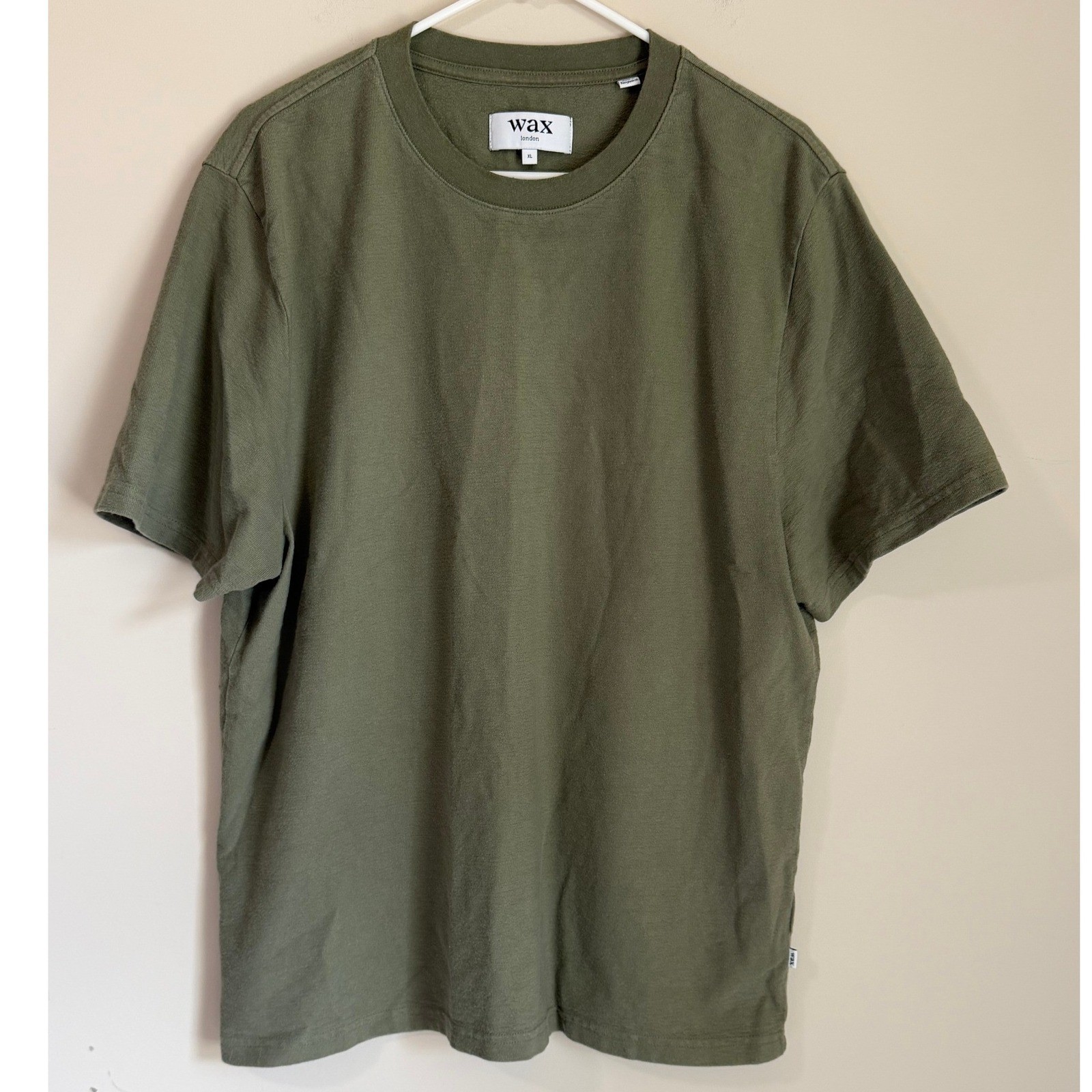 Wax London Dean T-Shirt Mens XL Olive Green Organic Cotton Crewneck Boxy gallery