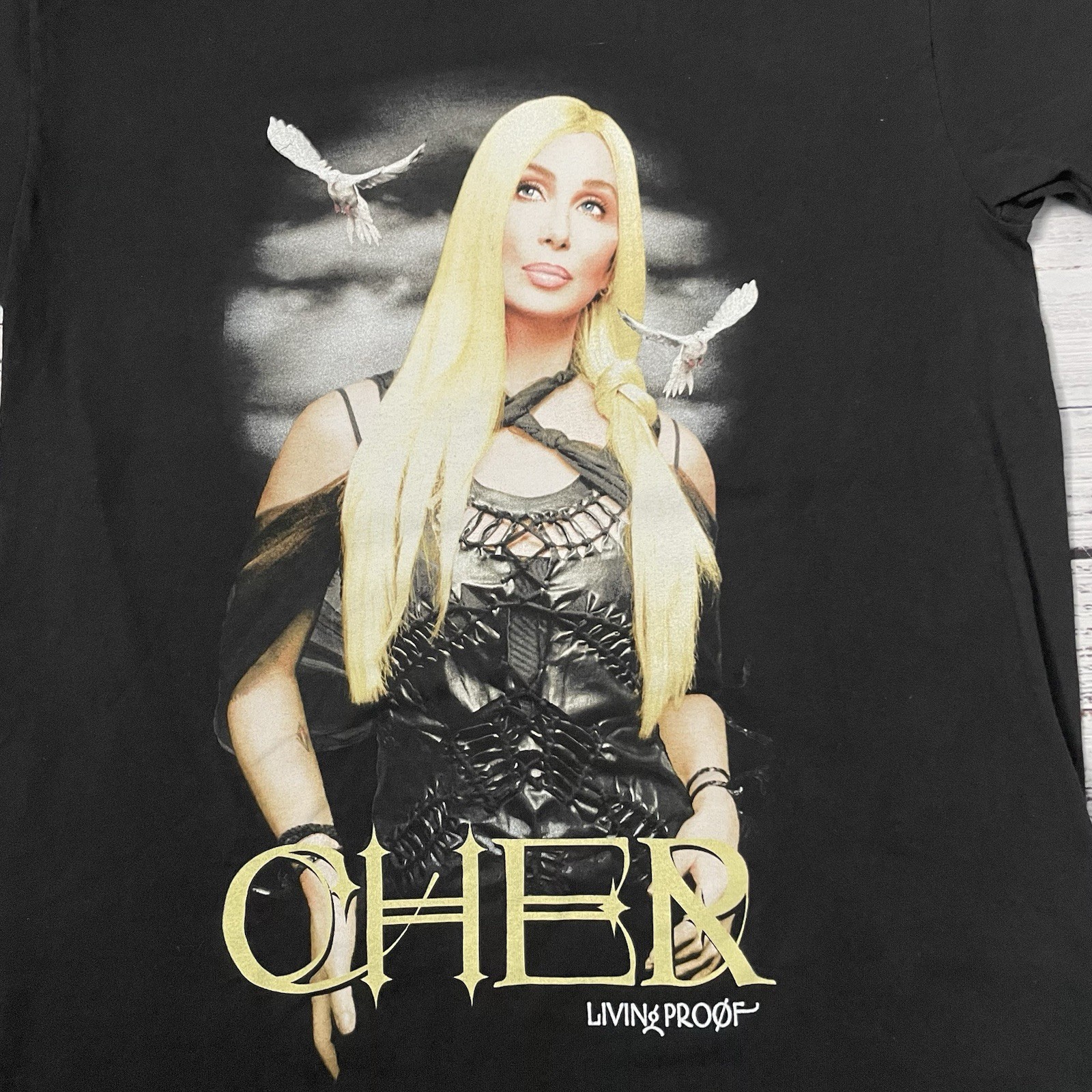 Vintage Cher “Living Proof” Farewell Tour 2002 Black Tee Adult Size Large Shirt gallery