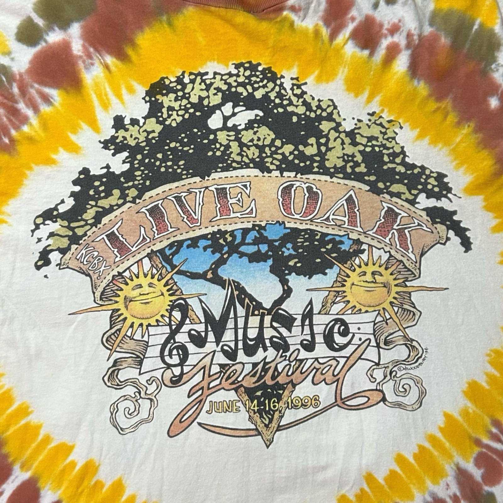 Vintage 90s KCBX Radio Live Oak Music Festival Tie Dye Long Sleeve Double Sided gallery