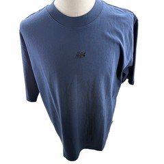 New Balance Mens Oversized Navy Blue Midweight Cotton Tee Shirt Size Medium NEW