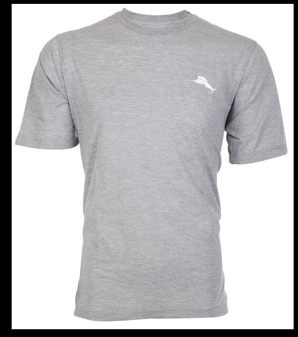 $45 TOMMY BAHAMA Heather Grey ANGLER MANAGEMENT Relaxed Fit Short Sleeve T-shirt gallery