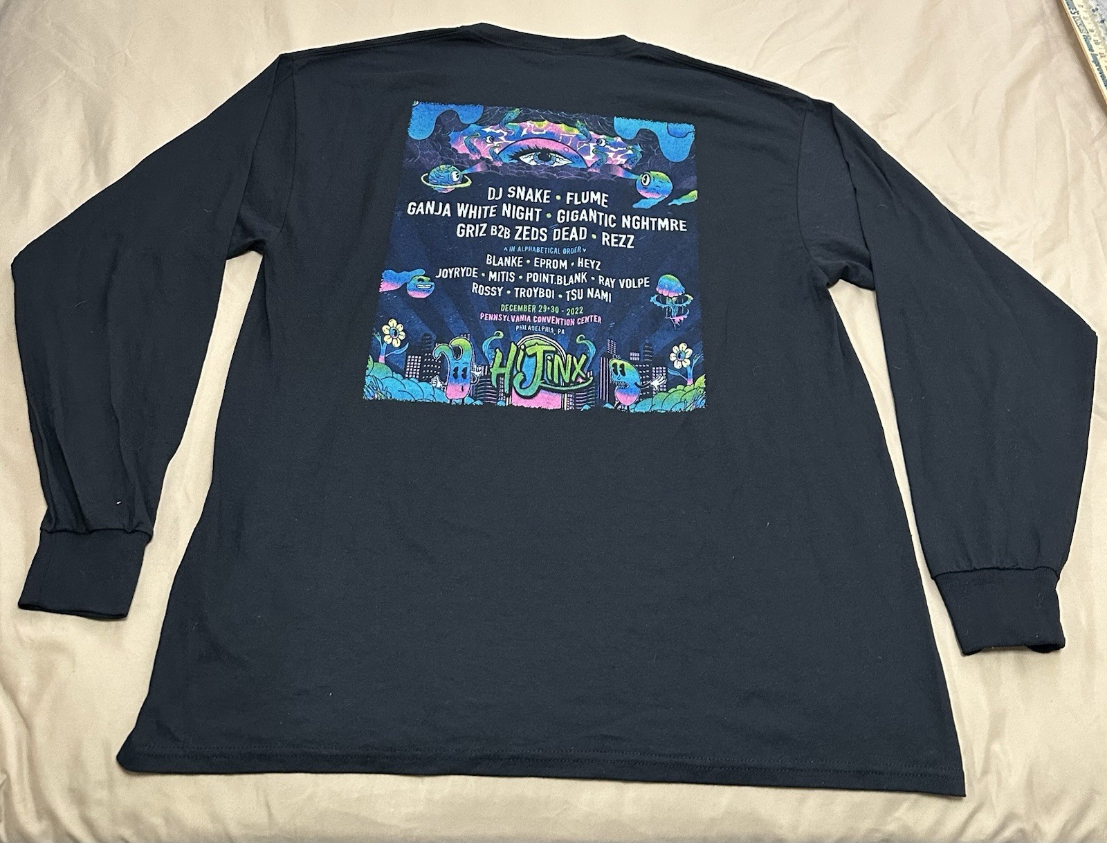 Hi Jinx 2022 Black Long Sleeve Tour T-shirt Sz XL (See Measurement Pics) gallery