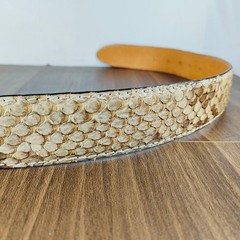 【intage Python】Luxury Python Leather Dress Belt, Made in Italy