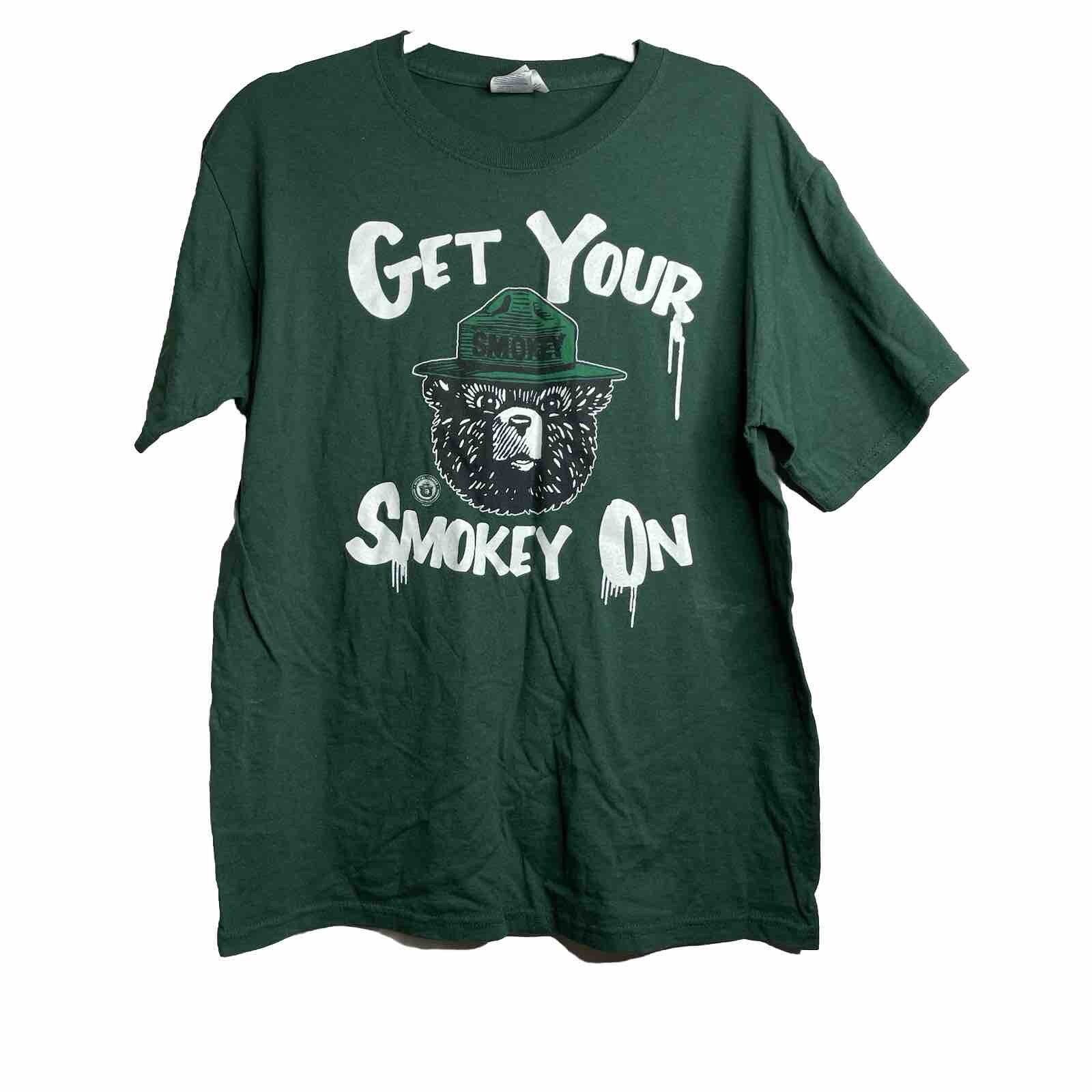Get Your Smokey On Vintage 90’s Smokey The Bear T Shirt Size Large Green S/S