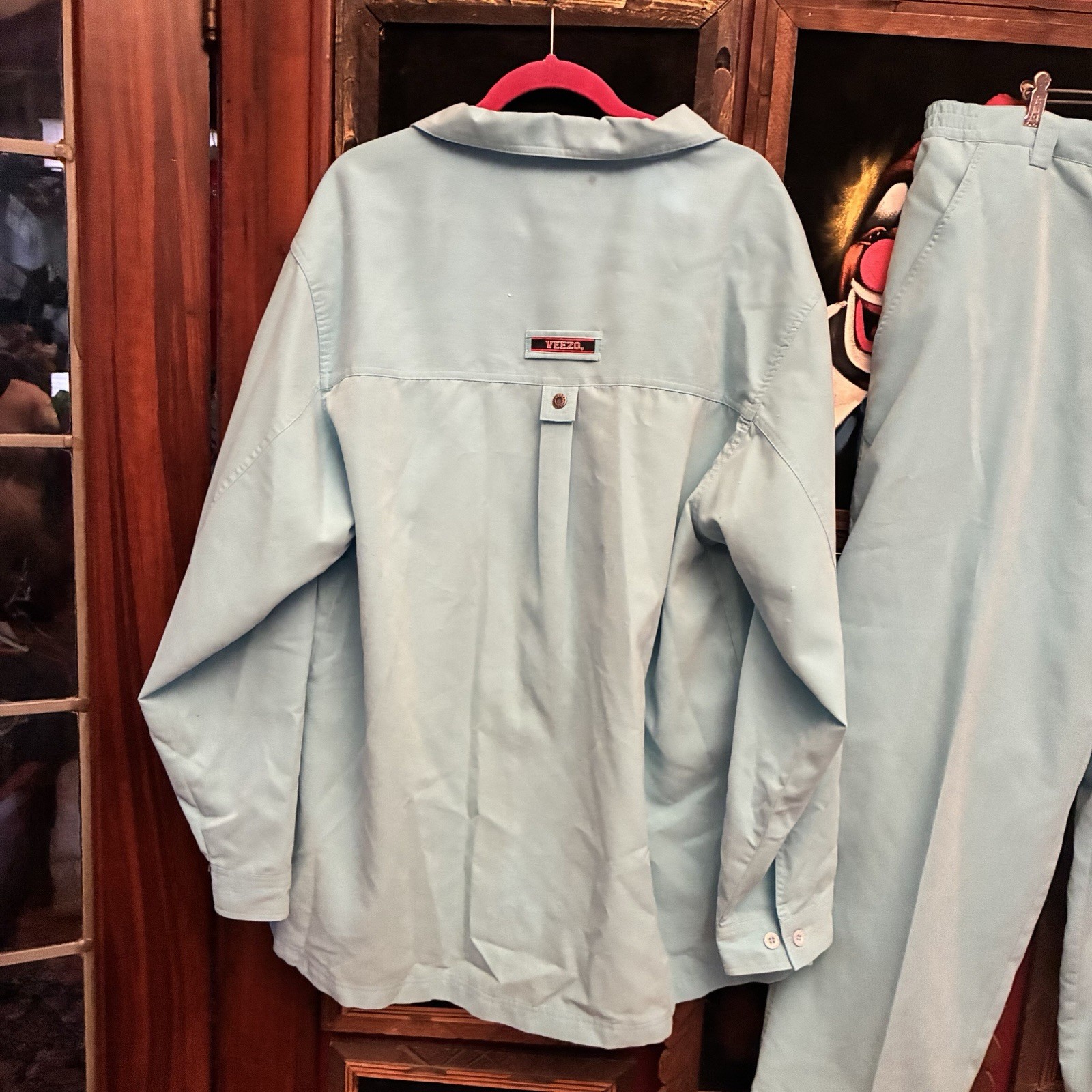 Vintage Veezo Streetwear Hip Hop Y2K Baby Blue Baggy Shirt & Pants Outfit SZ XL gallery