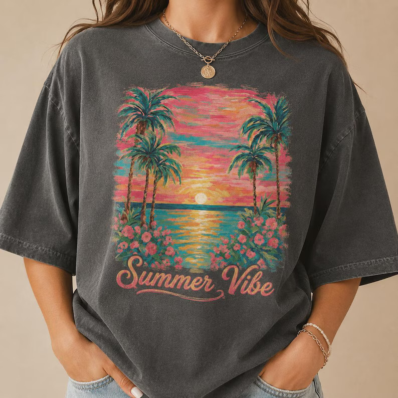 Summer Vibe Comfort Tee Relaxed Fit Soft Feel Beach Vacation Casual