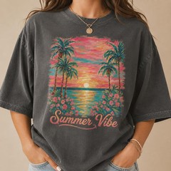 Summer Vibe Comfort Tee Relaxed Fit Soft Feel Beach Vacation Casual