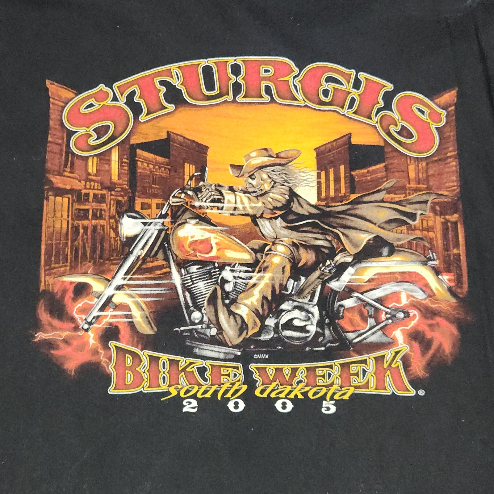 Vintage 2005 Sturgis Y2K Graphic Tee Shirt Mens Size XL Flames Skelton gallery
