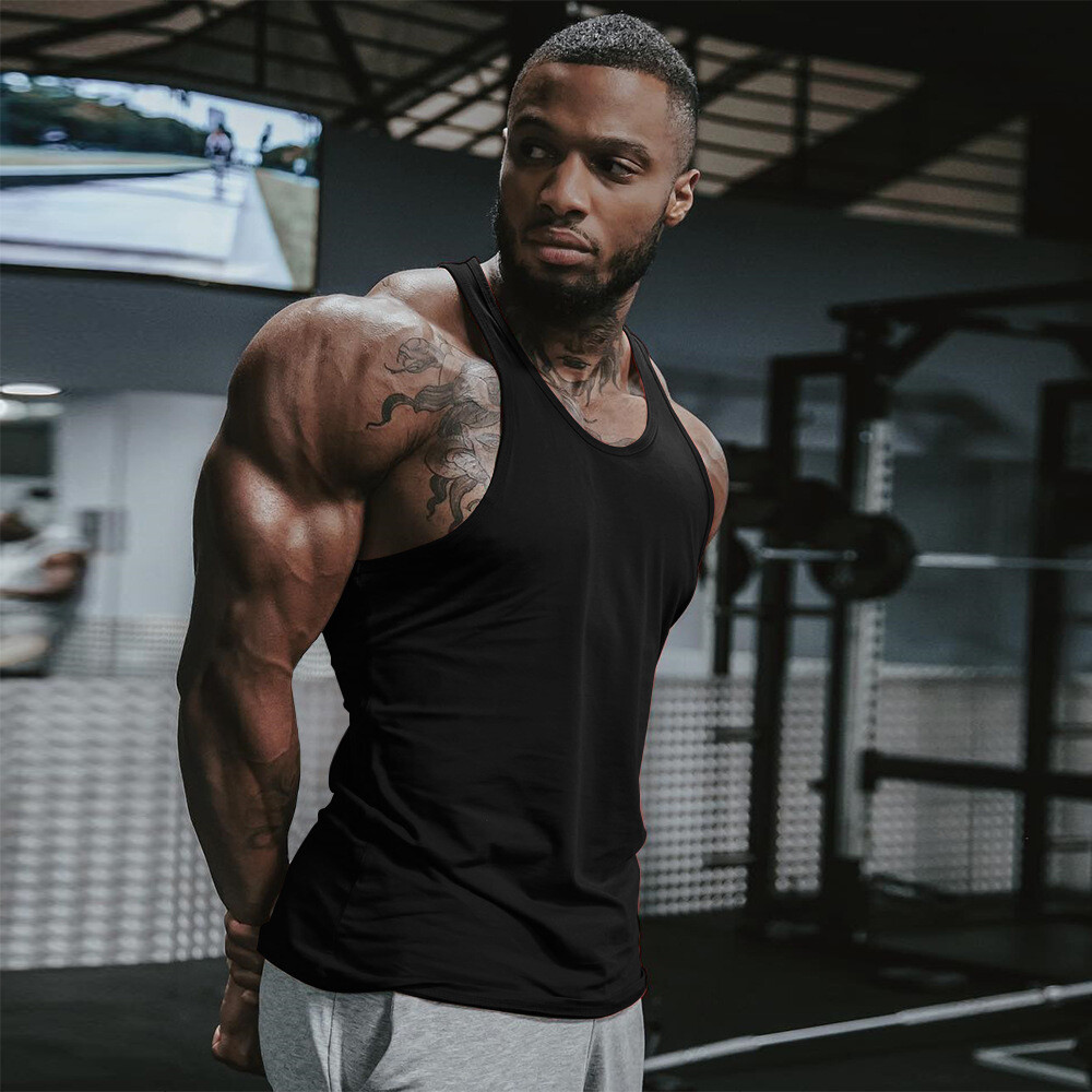 Men's Gym Singlet Tank Top Tee Stringer Bodybuilding Y-Back Muscle Fitness Vest gallery