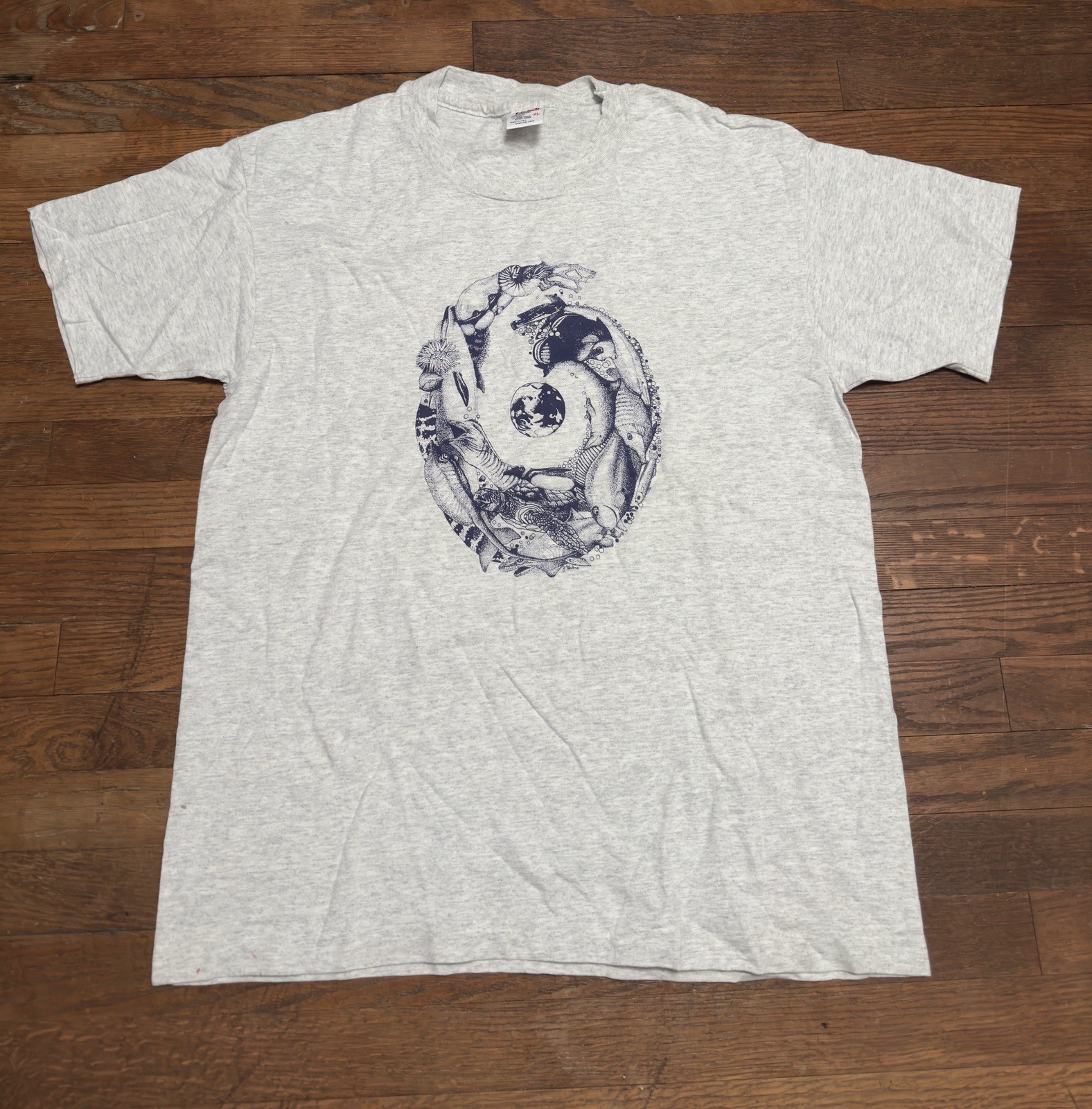 Vintage Earth Fish 90s Tee Shirt Size XL Anvil Tag