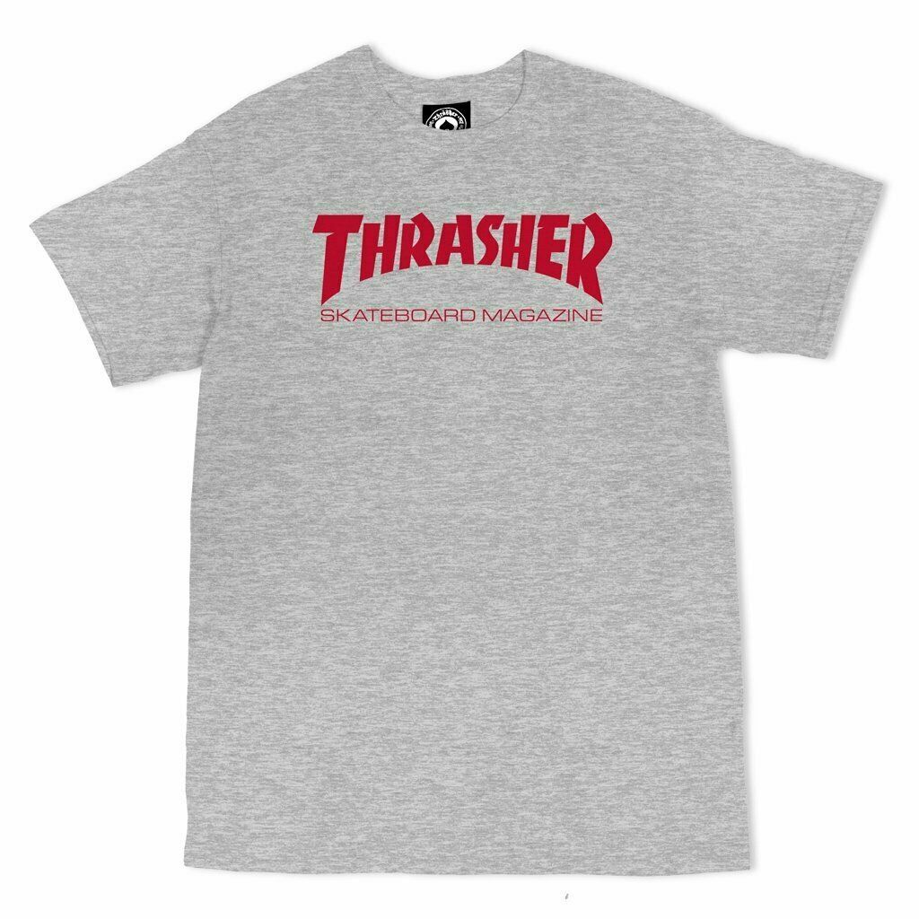 Thrasher Magazine SKATE MAG LOGO Skateboard T Shirt ASH GREY w/RED Logo gallery