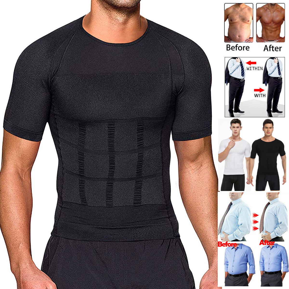 Men Slimming Body Shaper Vest Compression Shirt Gynecomastia Undershirt Tank Top gallery