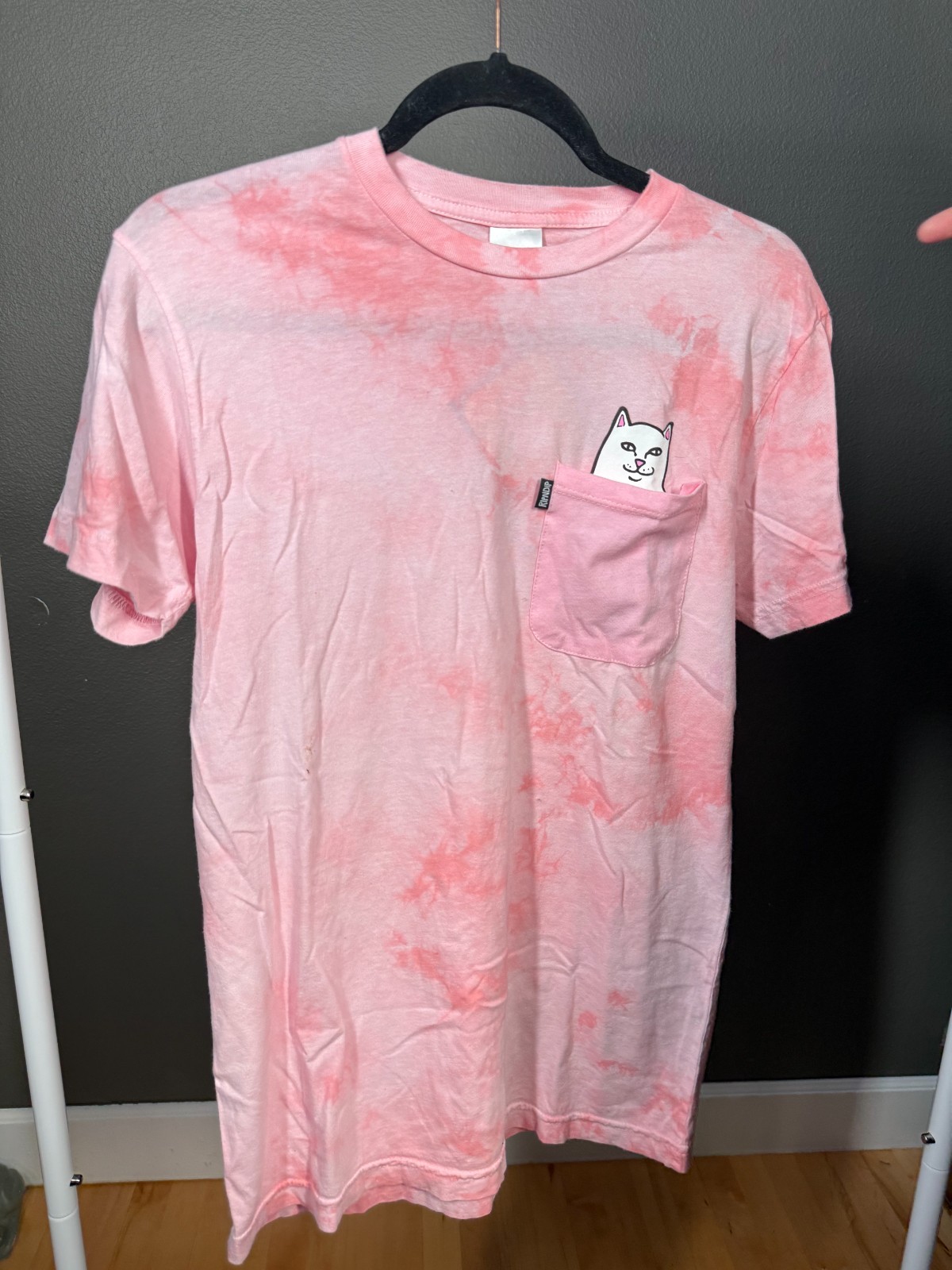 RipNDip Classic Cat Tee Unisex Small Pink Tie-Dye Short Sleeve Breast Pocket gallery
