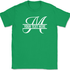 Letter M Monogram Your Text Here Custom T-Shirt Personalize Family Tee