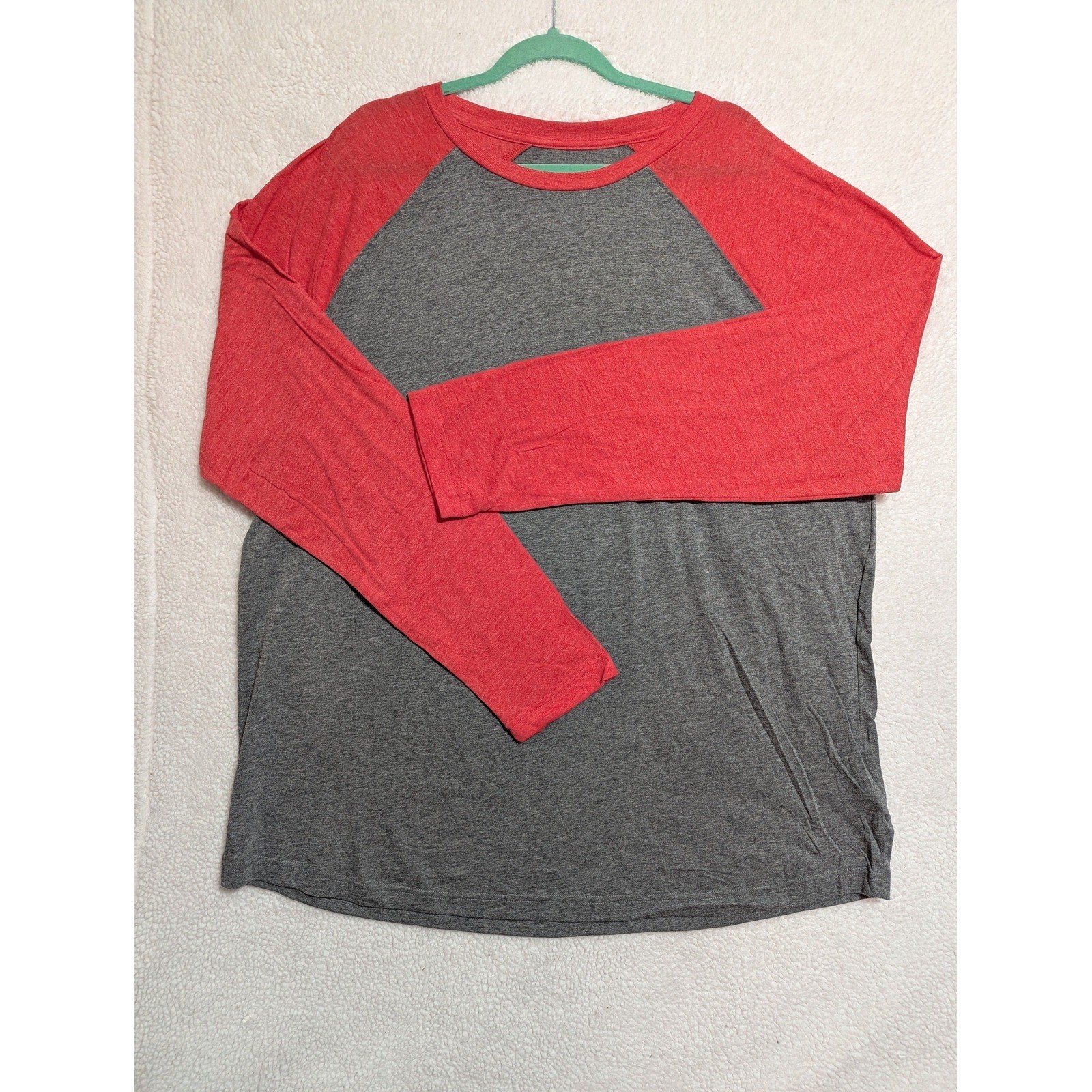 Fanatics Raglan T-Shirt Mens 3XL Grey Red Good Colorblock Long Sleeve Crew Neck gallery