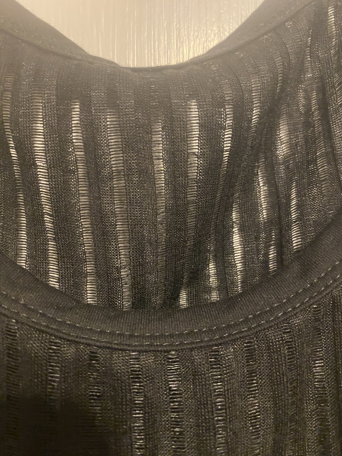 Mens Black Semi-Sheer Striped Sleeveless Muscle Tank Top Size Medium NWOT gallery