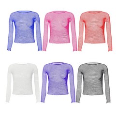 Men Fishnet See Through Muscle Tops Long Sleeve Stretch Mesh T-Shirts Club Party