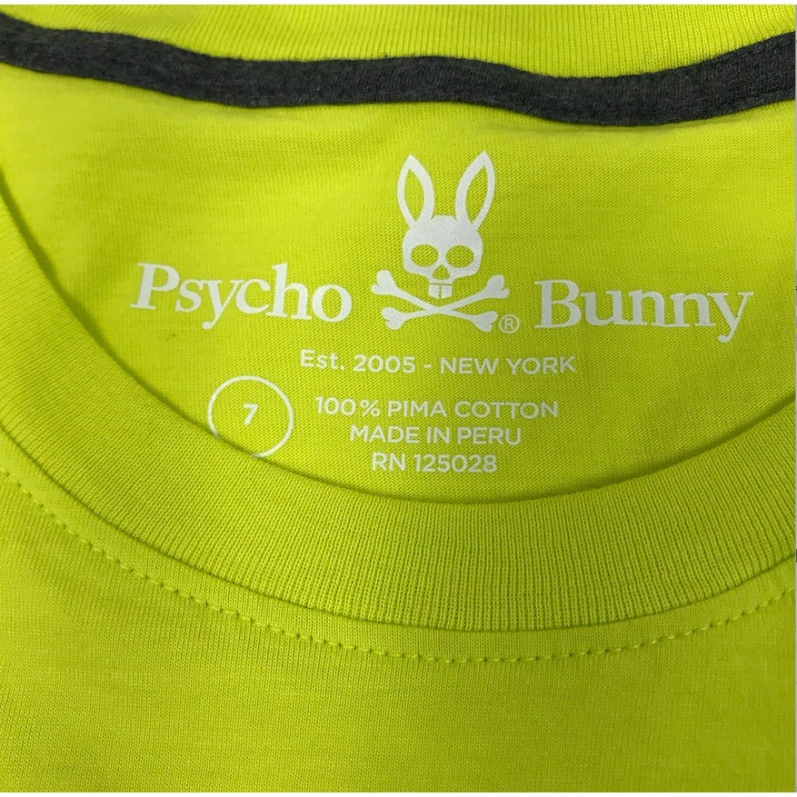 PSYCHO BUNNY Pima Cotton Classic Crewneck T-Shirt Men 7 (XL) Lime Everyday Boho gallery