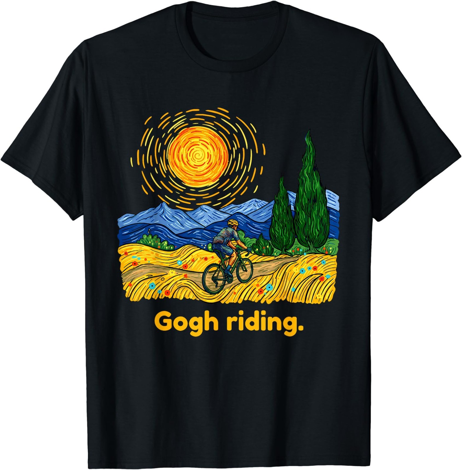 Gogh Riding Funny Cycling Van Gogh Art Bike T-Shirt gallery