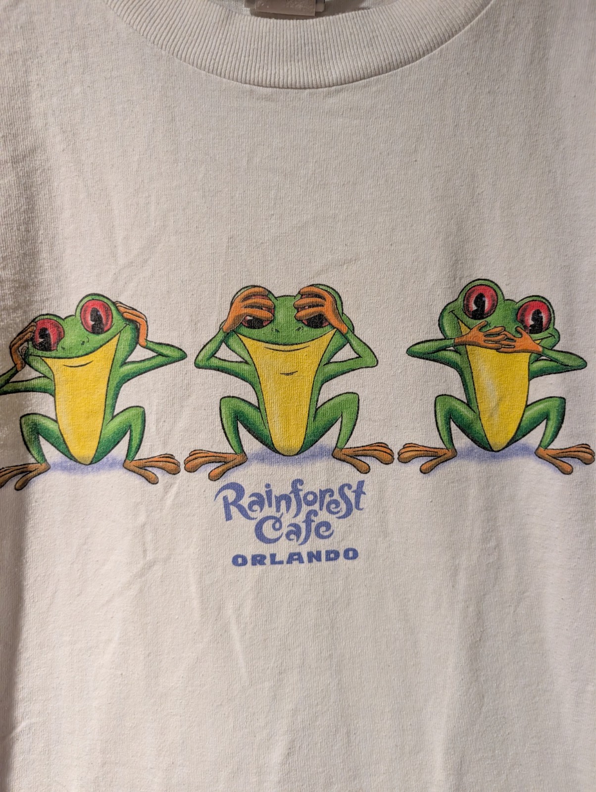Vintage Rainforest Cafe Orlando Shirt Mens Large L White Three Wise Frogs Tee gallery