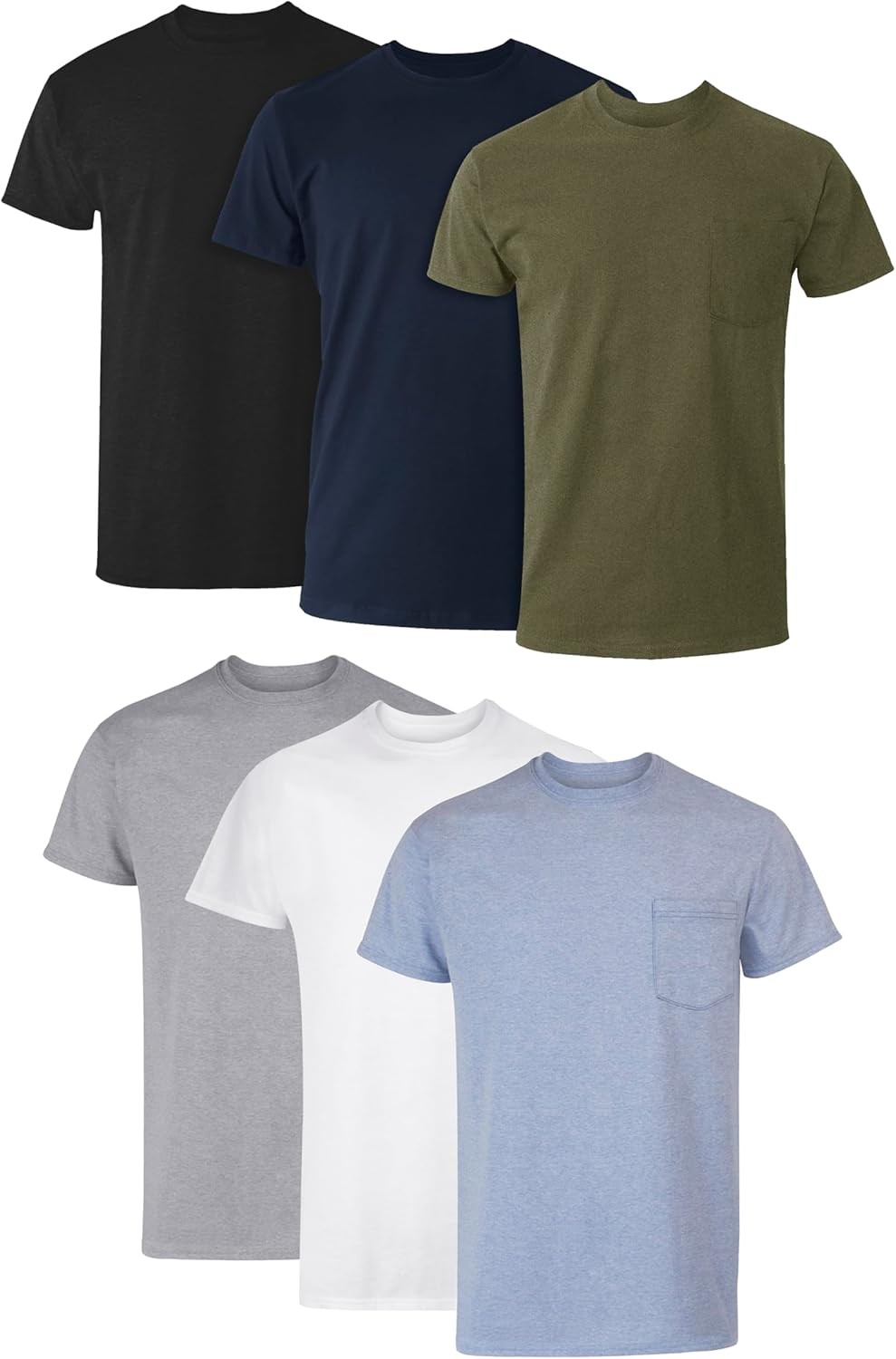 Men's Pocket Undershirt Pack - 100% Cotton Crew Neck T-Shirt, Moisture Wicking gallery