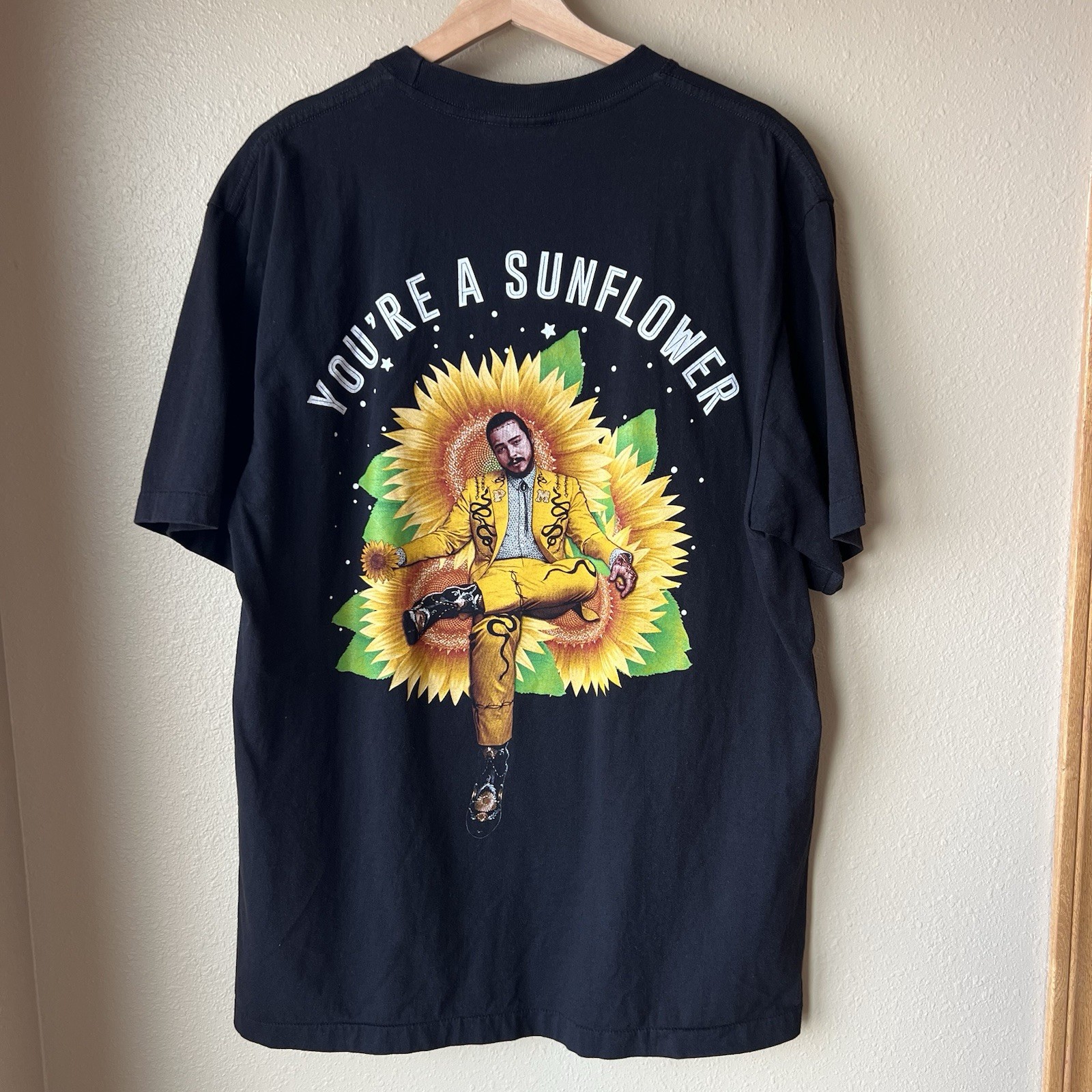 Post Malone T-Shirt Unisex XL Black Sunflower Posty Double Sided RARE The Roxx gallery