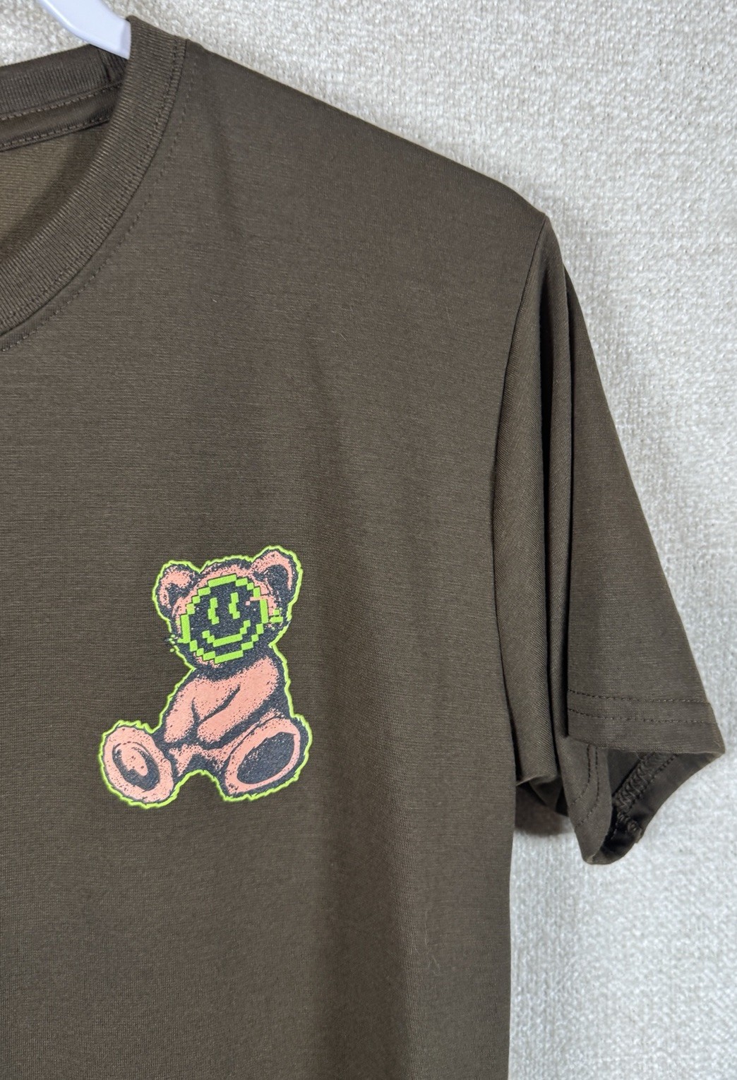 OG Legend Mens M Brown Graphic T-Shirt Neon Teddy Bear Worldwide Streetwear gallery