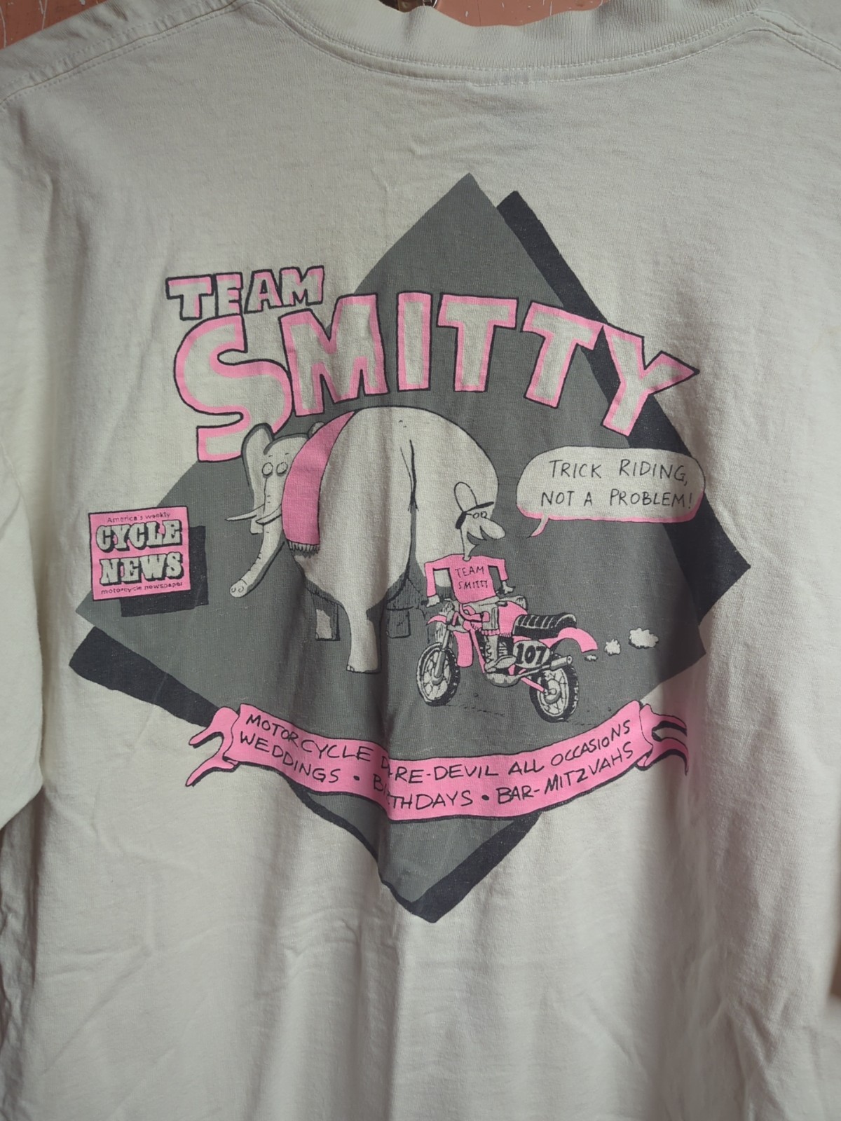 Vintage TEAM SMITTY Motocross Cycle News Magazine Double Sided Shirt XL XXL gallery