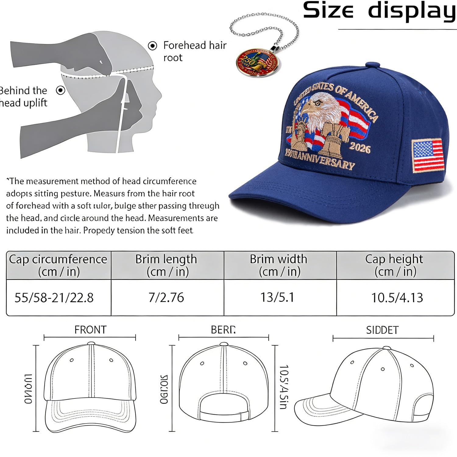 250 Anniversary USA Hat Retro Embroidered 250th Anniversary Patriotic Adjust... gallery