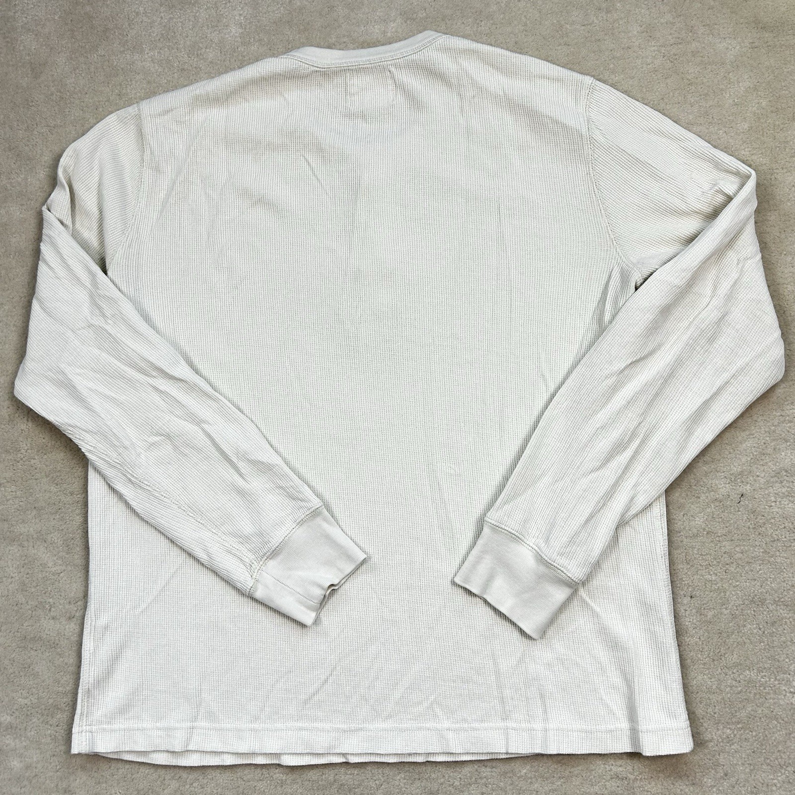 Buck Mason Vintage Thermal Henley Shirt Off White Beige Waffle Men Large Cotton gallery