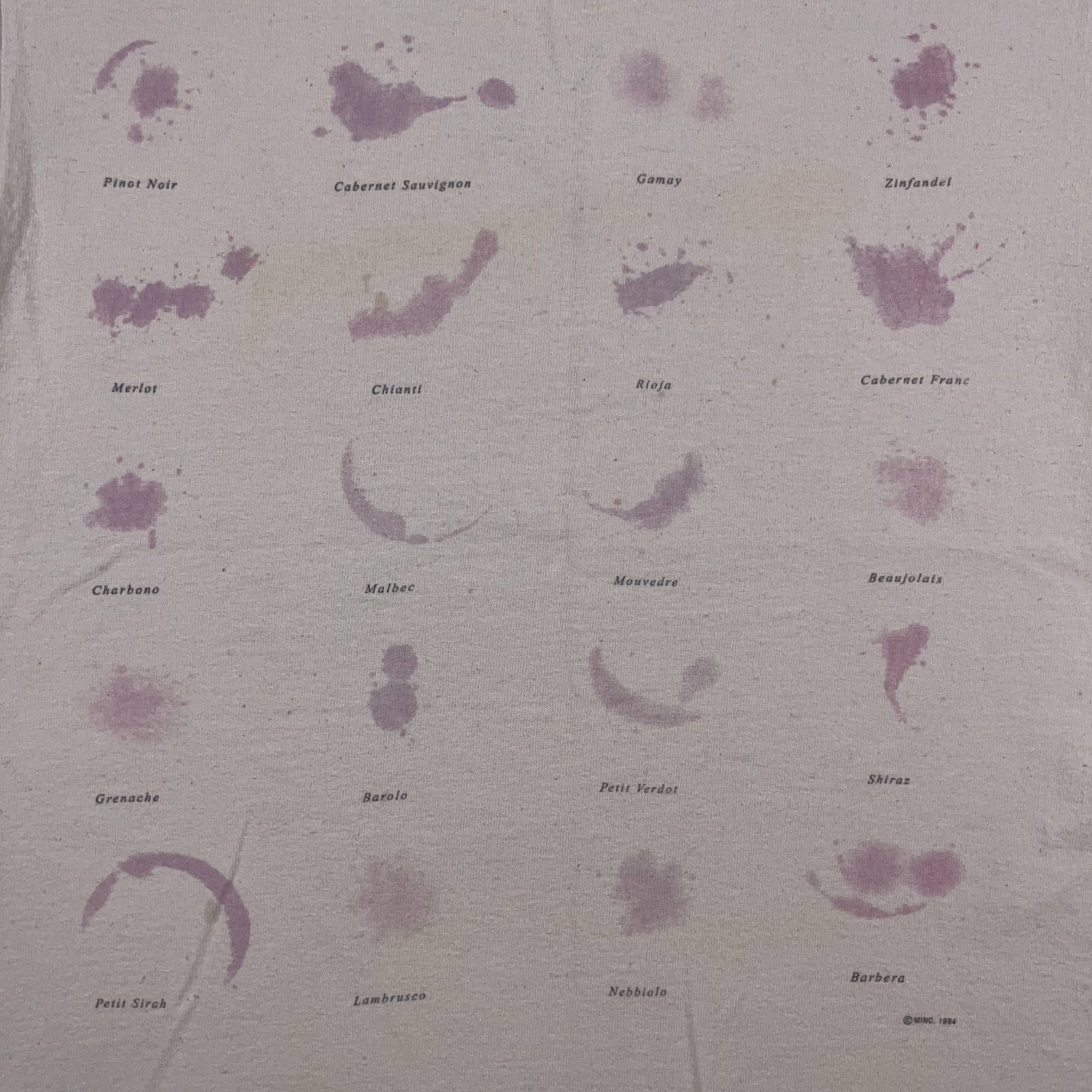 Vtg Wine Stain T Shirt Mens Medium Heavyweight Ivory Single Stitch MINC USA 90s gallery