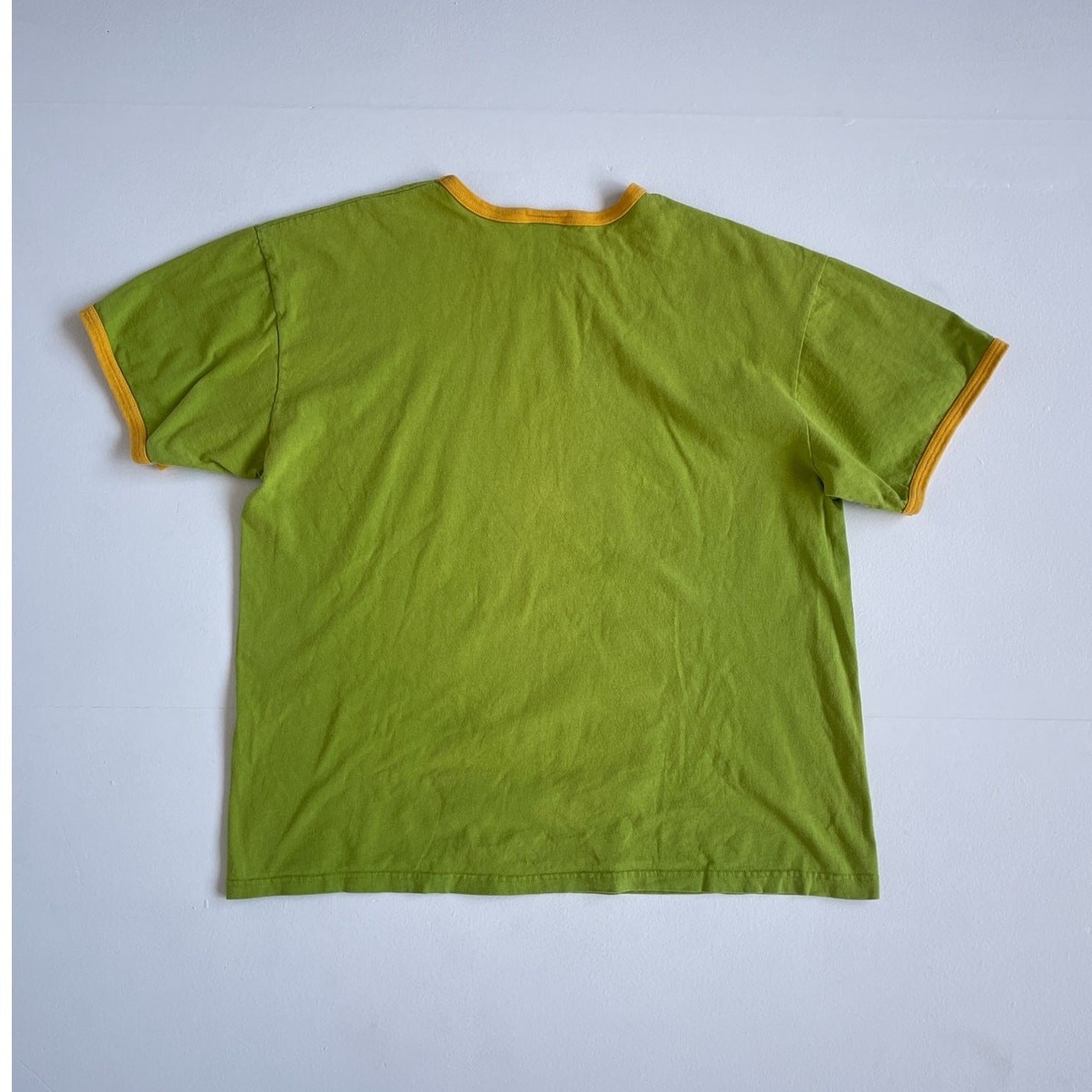 Vtg 90s Y2K Lemon + Lime NIKE Ringer Swoosh T-Shirt / Size XL Cotton Logo Sport gallery