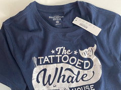J.Crew NWT Mercantile Broken-in tattooed whale T-shirt Deep-Navy Size XS J0377
