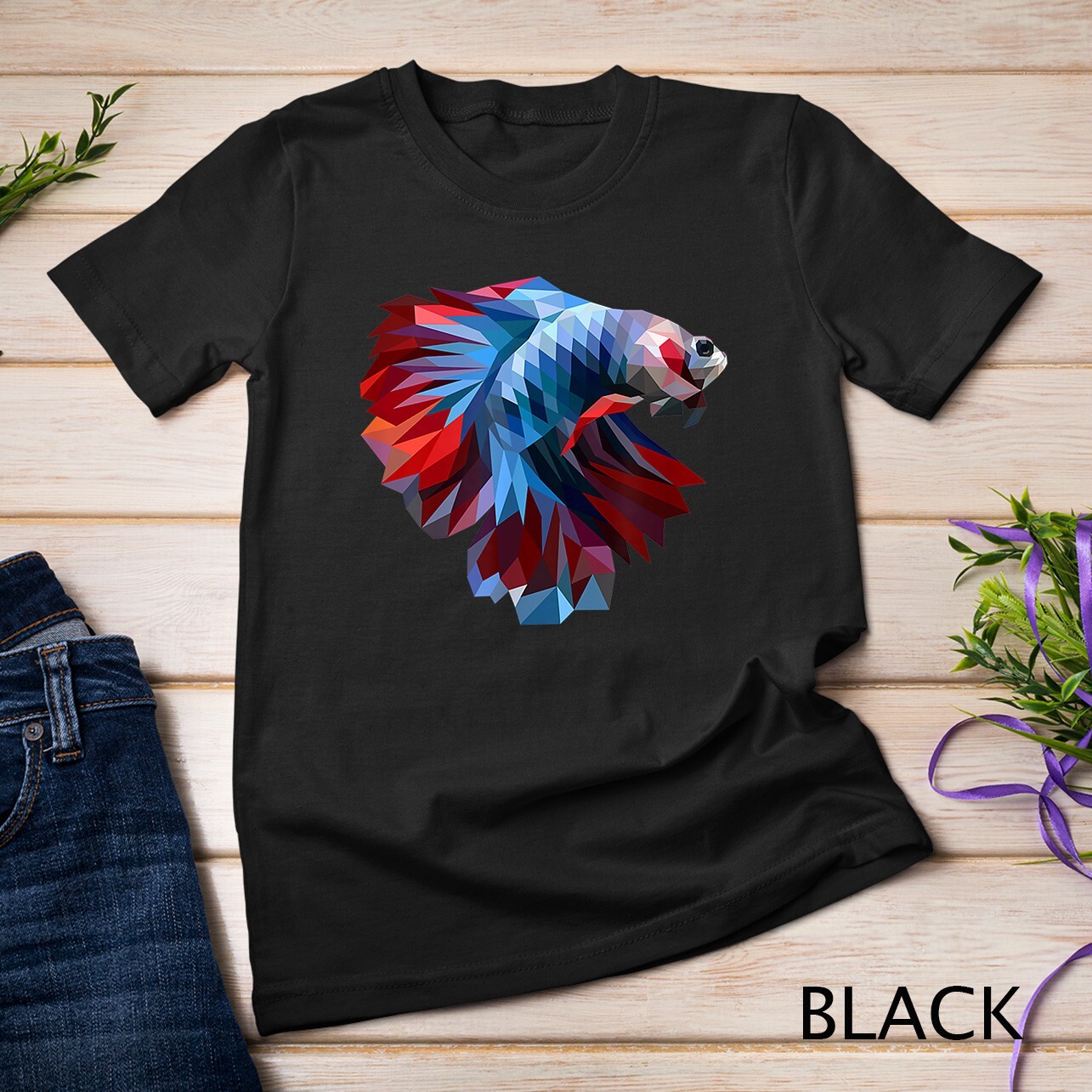 Colorful Geometric Betta Fish, Dad Mom Boy Girl Birth-day T-Shirt Unisex T-shirt gallery