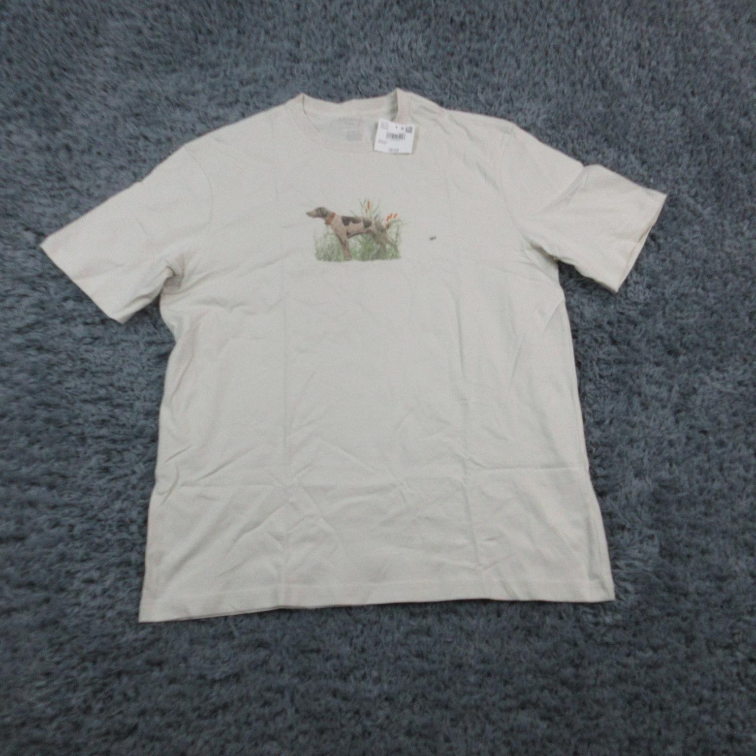 American Eagle Shirt Mens Medium Tall Off White Graphic Dog Established 1977 NWT gallery
