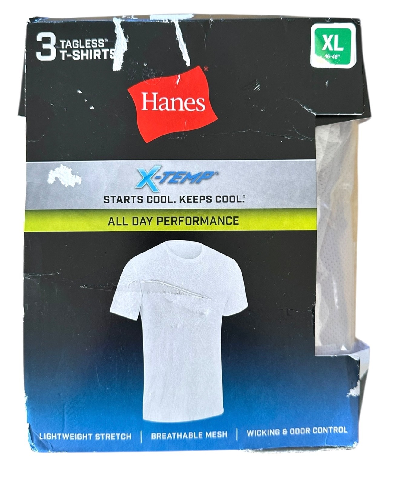 Hanes Men's Undershirts T-Shirt Pack, 3-Pack X-Temp Moisture-Wicking Sz XL White gallery