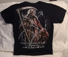 GRIM REAPER PITBULL DOG CHAINS SCYTHE MOON GRAVESTONE T-SHIRT SHIRT
