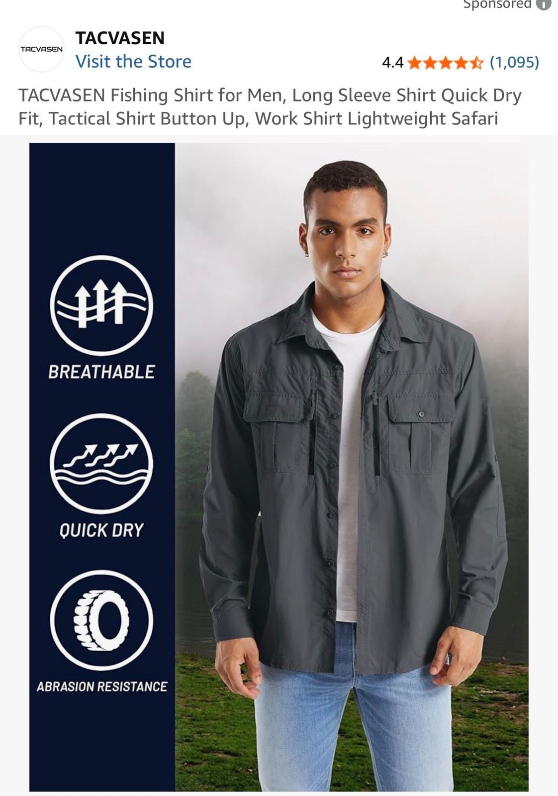 TACVASEN Men's Long Sleeve Quick Dry Tactical Fishing Shirt gallery