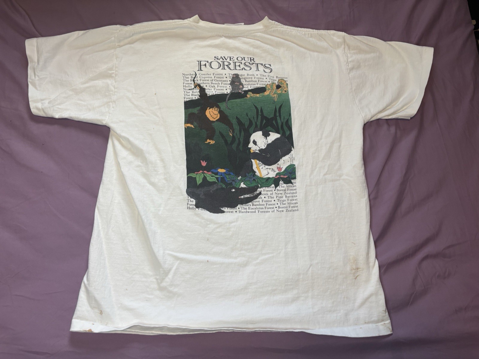 Vintage Save Our Forests Shirt Mens XL White Aussie T Company Heavy Cotton 90s